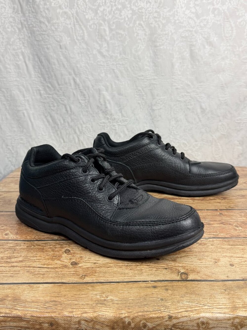 Rockport Men's 12 Black Leather Lace Up Moc Toe Oxford Dress Casual Shoes